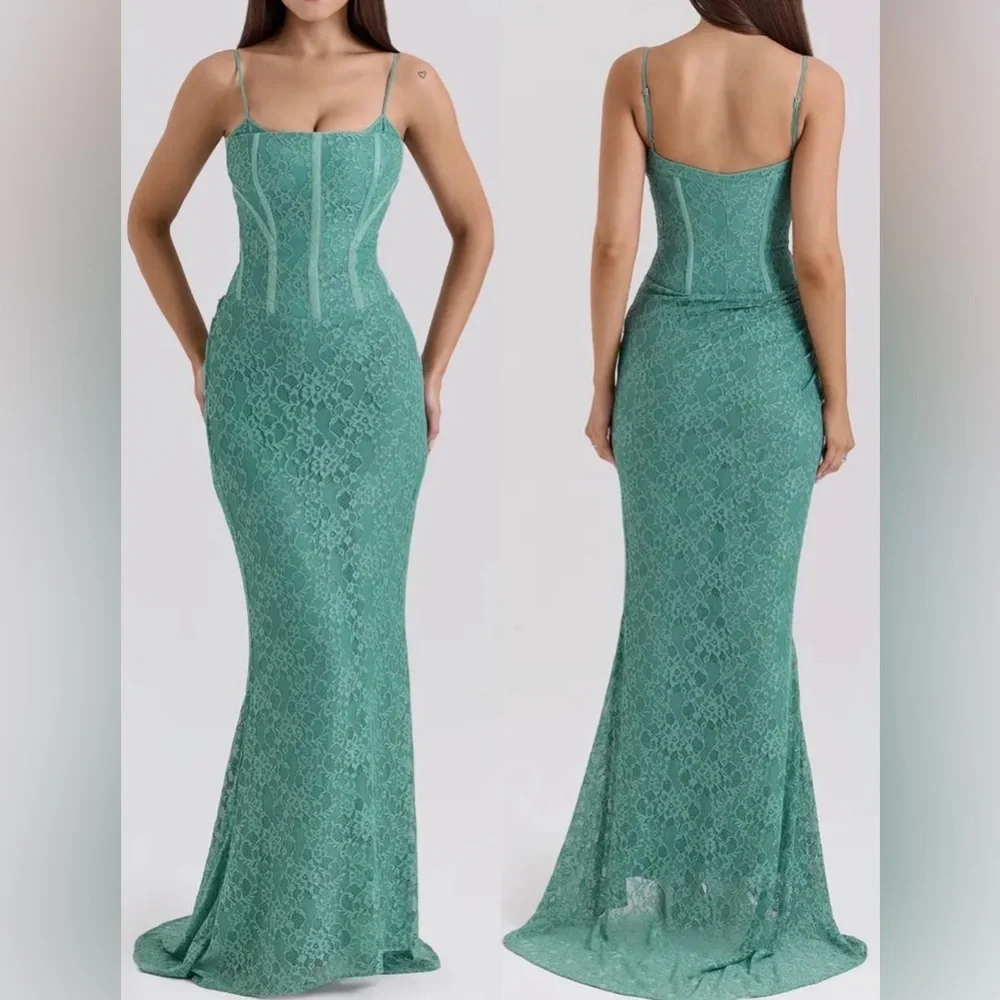 House of CB | Dresses | New House Of Cb Antonina Mermaid Feld Spar Green  Lace Gown Sz S Regular Cup | Poshmark